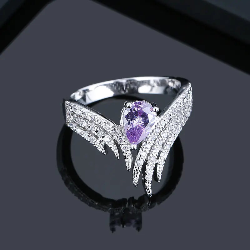 Elegant Winged Diamond Memory Ring