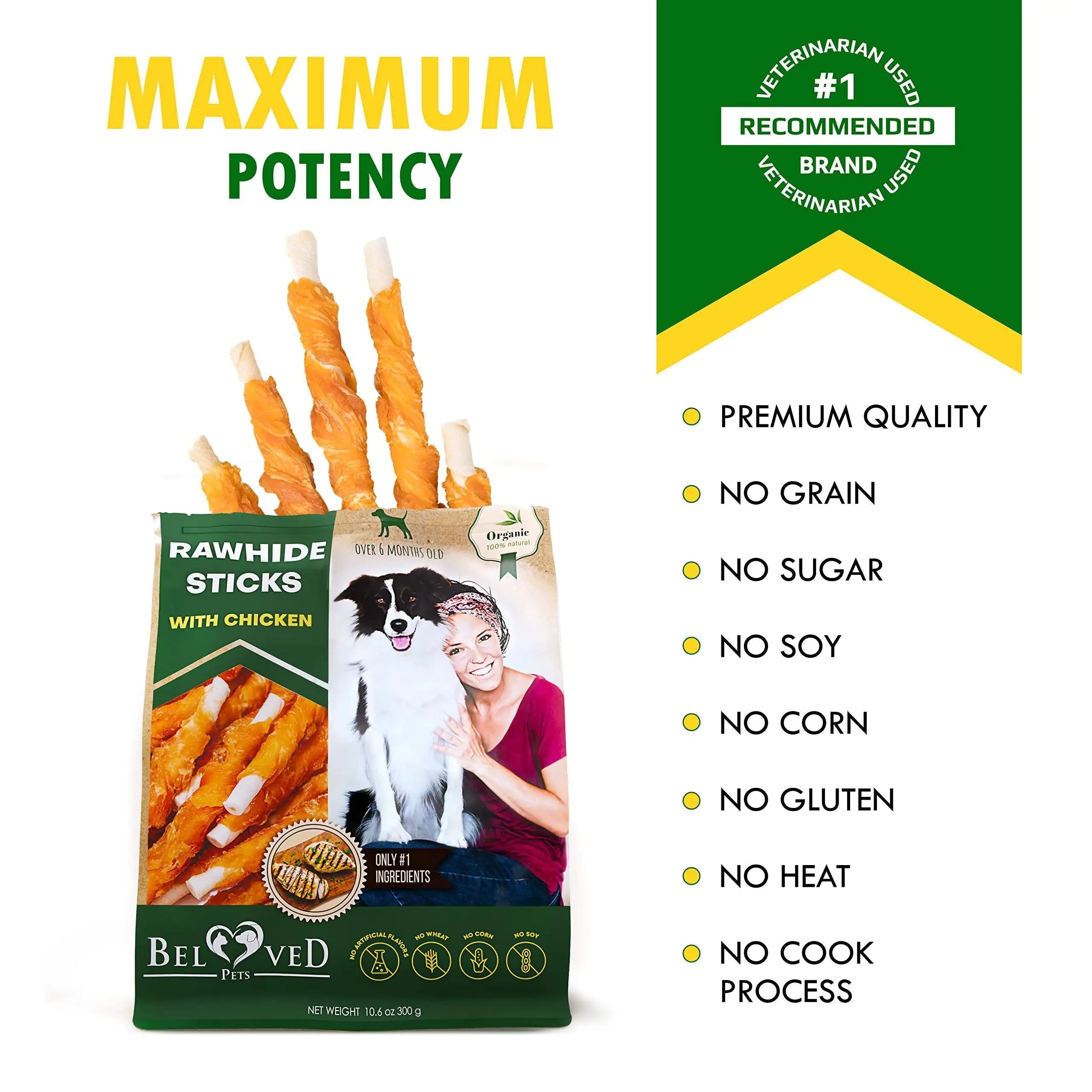 Chicken-Wrapped Rawhide Sticks for Dogs