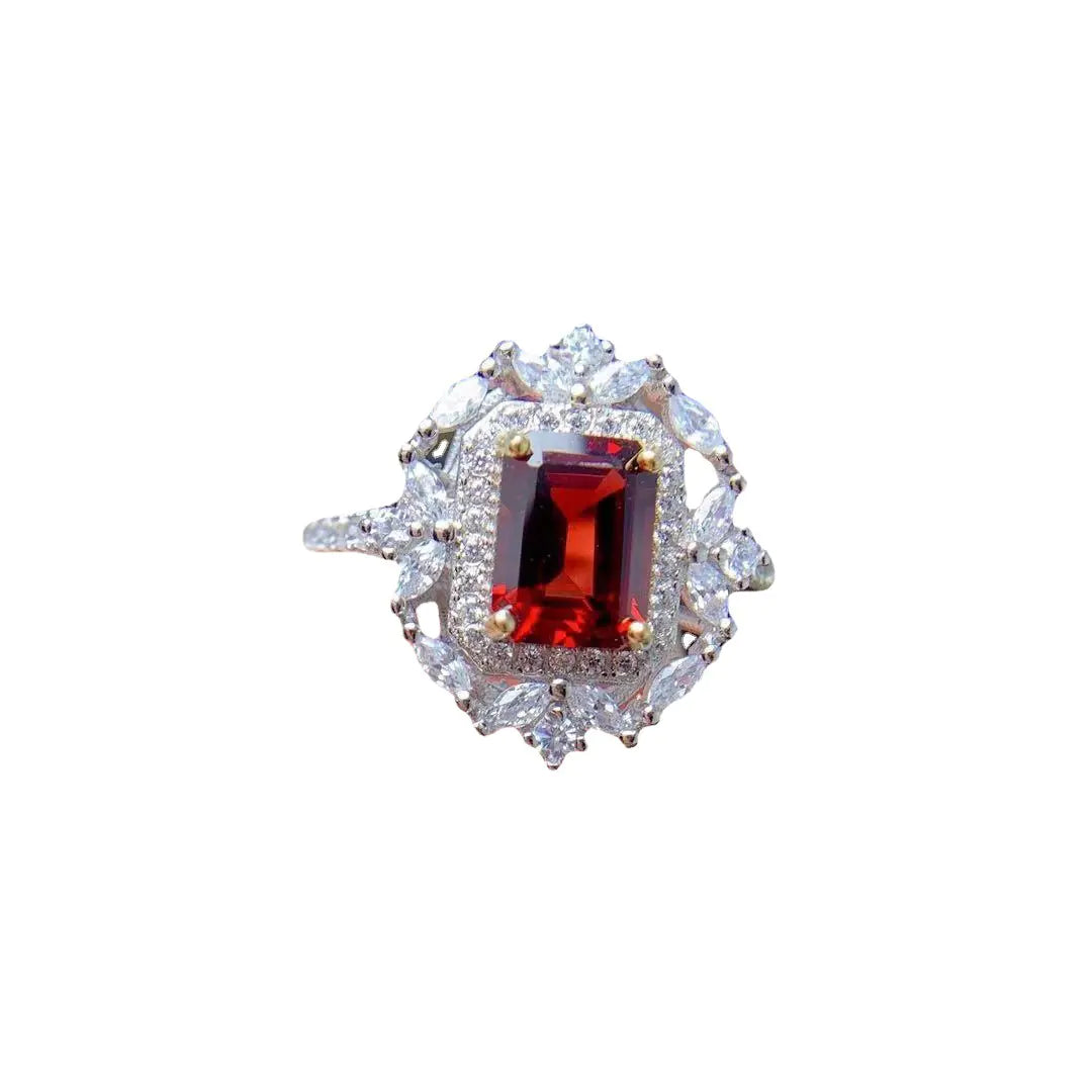 Mozambique Garnet Ring with Diamonds