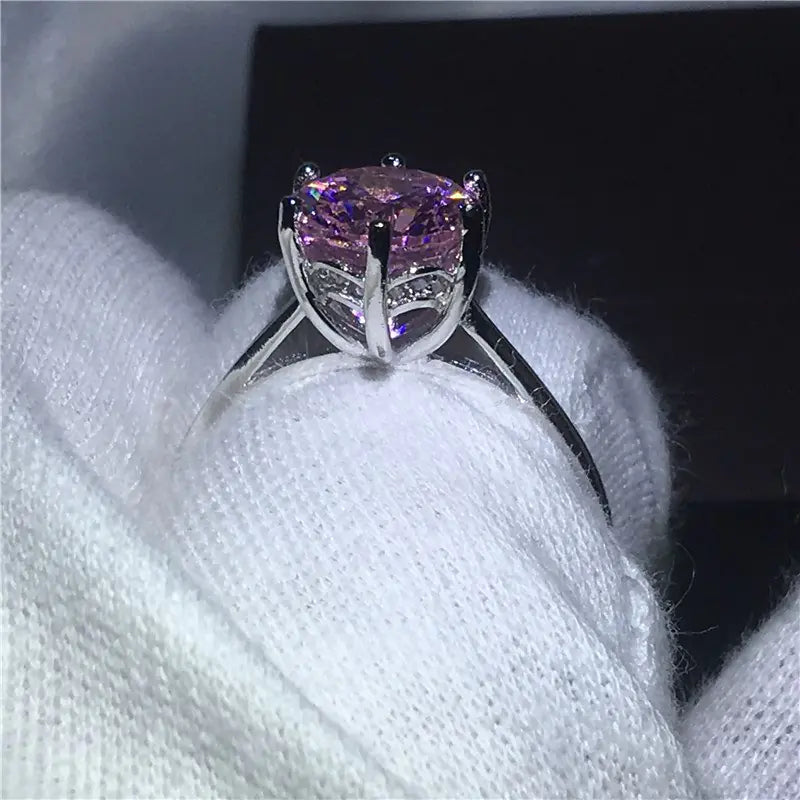 Floral Diamond & Pink Zircon Ring - Bridal Collection