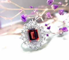 Mozambique Garnet Ring with Diamonds