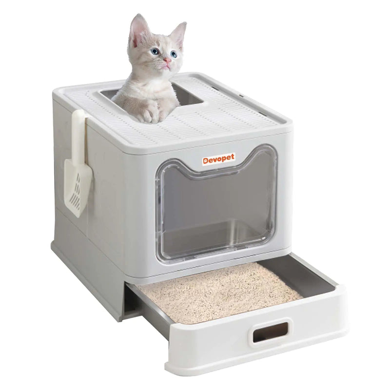 Sleek Steel Cat Litter Box with Easy Clean Design