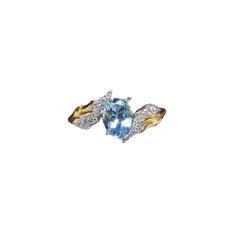 925 Silver Natural Aquamarine Inlaid Ring