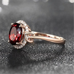 Elegant Ruby Crystal 18k Rose Gold Ring