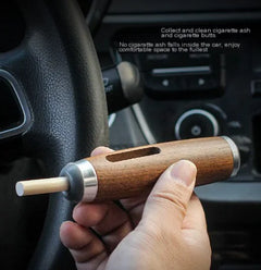 Portable Walnut Wood Car Ashtray (No-Drop Design)