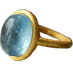 Natural Aquamarine Gold Plated Crystal Ring