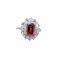 Mozambique Garnet Ring with Diamonds