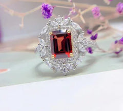 Mozambique Garnet Ring with Diamonds