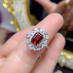Mozambique Garnet Ring with Diamonds