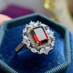 Mozambique Garnet Ring with Diamonds
