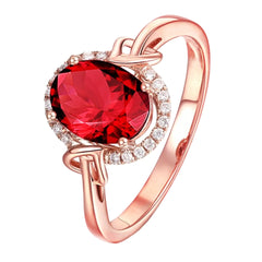 Elegant Ruby Crystal 18k Rose Gold Ring